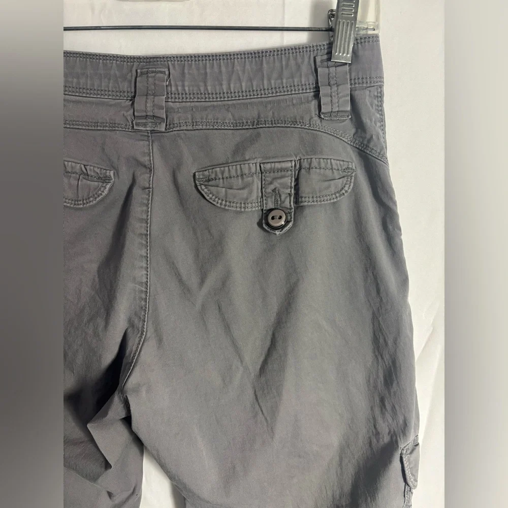 Gray Granola Grunge Mid Rise Wide Leg Baggy Capri Cargo Pants Size S-M - Picture 11 of 16